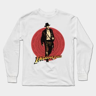 indiana jones creme retro vintage Long Sleeve T-Shirt